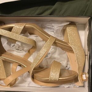 IDIFU Gold Glitter Strappy Sandals